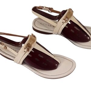 Women's COACH Caterine Leather flat slingback Thong Sandals A00940 Sz 7.5 B